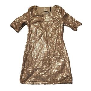 B Sharp Gold Sequin Dress Keyhold Dress Sz S